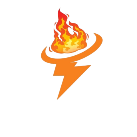 Fire and Electricals Vertical logo white color